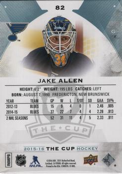 2015-16 Upper Deck The Cup #82 Jake Allen Back