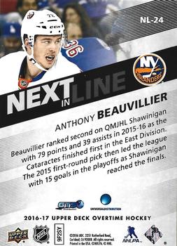 2016-17 Upper Deck Overtime - Next In Line #NL-24 Anthony Beauvillier Back