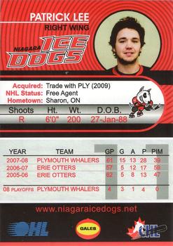 2008-09 Niagara IceDogs (OHL) #10 Patrick Lee Back
