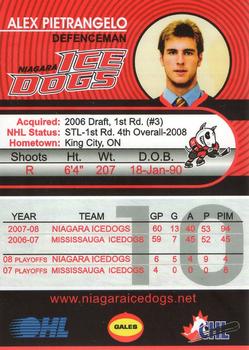 2008-09 Niagara IceDogs (OHL) #15 Alex Pietrangelo Back