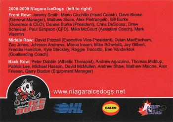 2008-09 Niagara IceDogs (OHL) #25 Team Photo Back