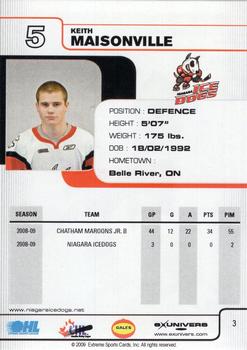 2009-10 Extreme Niagara Ice Dogs (OHL) #3 Keith Maisonville Back