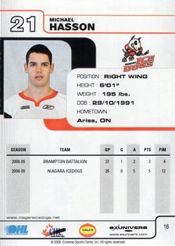 2009-10 Extreme Niagara Ice Dogs (OHL) #16 Michael Hasson Back