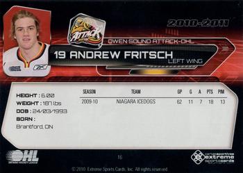 2010-11 Owen Sound Attack (OHL) #16 Andrew Fritsch Back