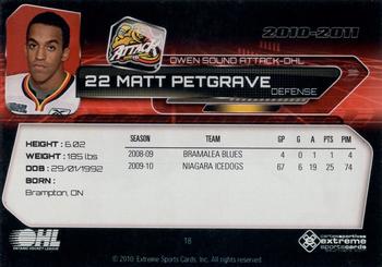 2010-11 Owen Sound Attack (OHL) #18 Matt Petgrave Back