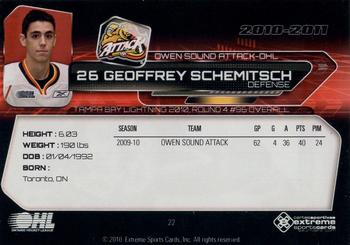 2010-11 Owen Sound Attack (OHL) #22 Geoffrey Schemitsch Back