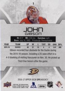 2016-17 SPx #1 John Gibson Back