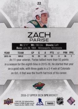 2016-17 SPx #22 Zach Parise Back