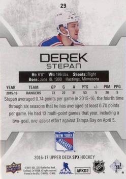2016-17 SPx #29 Derek Stepan Back