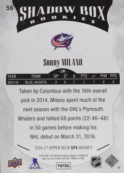 2016-17 SPx #56 Sonny Milano Back