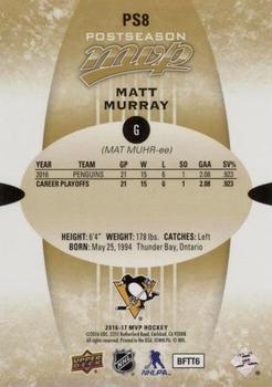 2016-17 Upper Deck MVP - Postseason #PS-8 Matt Murray Back
