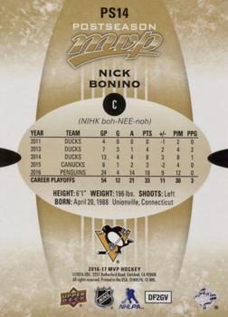 2016-17 Upper Deck MVP - Postseason #PS-14 Nick Bonino Back
