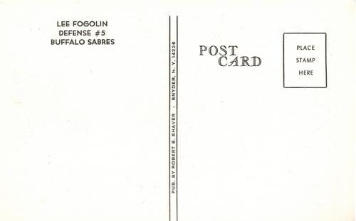 1974-75 Buffalo Sabres Postcards #NNO Lee Fogolin Back