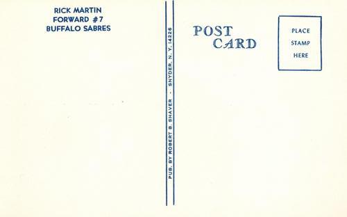 1974-75 Buffalo Sabres Postcards #NNO Richard Martin Back