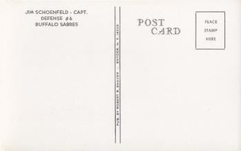 1974-75 Buffalo Sabres Postcards #NNO Jim Schoenfeld Back