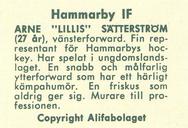 1961 Alfa Ishockey (Swedish) #NNO Arne Satterstrom Back