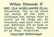 1961 Alfa Ishockey (Swedish) #NNO Bert-Ola Nordlander Back