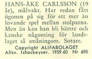 1959-60 Alfa Ishockey (Swedish) #690 Hans-Ake Karlsson Back