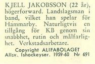 1959-60 Alfa Ishockey (Swedish) #691 Kjell Jacobsson Back
