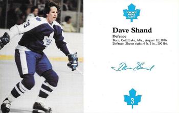 1980-81 Toronto Maple Leafs #NNO David Shand Front