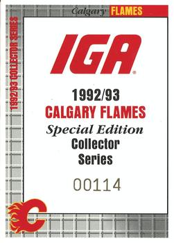 1992-93 IGA Calgary Flames #001 Checklist Front