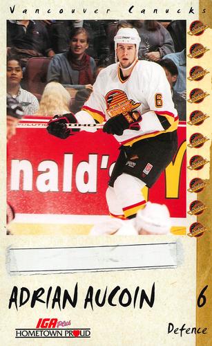 1996-97 IGA Vancouver Canucks #NNO Adrian Aucoin Front