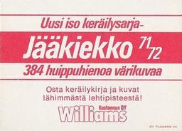 1971-72 Williams Jaakiekko (Finnish) #22 Jiri Bubla Back