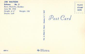 1971-72 Buffalo Sabres Postcards #82271-C Jim Watson Back