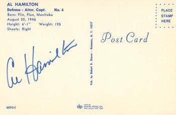 1971-72 Buffalo Sabres Postcards #82275-C Al Hamilton Back
