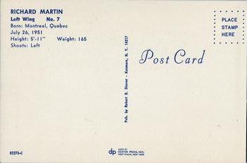 1971-72 Buffalo Sabres Postcards #82276-C Rick Martin Back