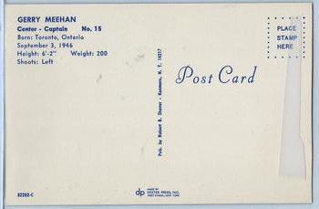 1971-72 Buffalo Sabres Postcards #82282-C Gerry Meehan Back