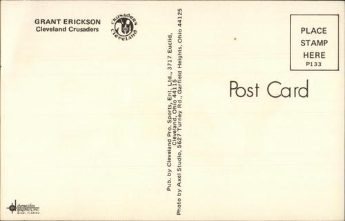 1973-74 Cleveland Crusaders (WHA) Postcards #NNO Grant Erickson Back