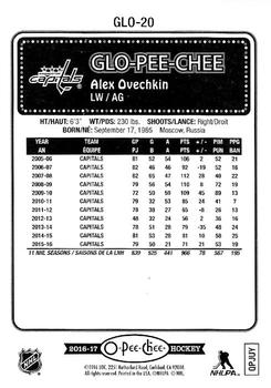 2016-17 O-Pee-Chee - Glo-Pee-Chee #GLO-20 Alex Ovechkin Back