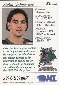 1995-96 Slapshot OHL - Promos #NNO Adam Colagiacomo Back