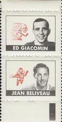 1969-70 Topps - All-Star Stamp Pairs #NNO Ed Giacomin / Jean Beliveau Front