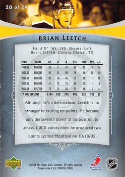 2005-06 Upper Deck Boston Bruins #20 Brian Leetch Back