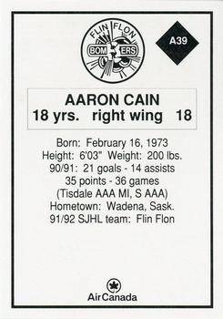 1991-92 Air Canada/Old Dutch SJHL #A39 Aaron Cain Back