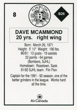 1991-92 Air Canada/Old Dutch SJHL #B26 Dave McAmmond Back