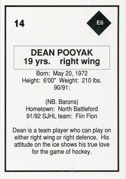 1991-92 Air Canada/Old Dutch SJHL #E6 Dean Pooyak Back