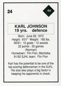 1991-92 Air Canada/Old Dutch SJHL #E9 Karl Johnson Back