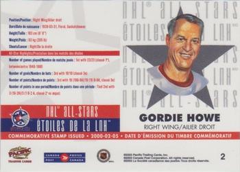 2003 Pacific Canada Post NHL All-Stars #2 Gordie Howe Back