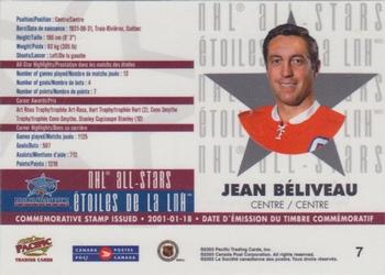 2003 Pacific Canada Post NHL All-Stars #7 Jean Beliveau Back