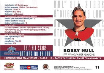 2003 Pacific Canada Post NHL All-Stars #11 Bobby Hull Back