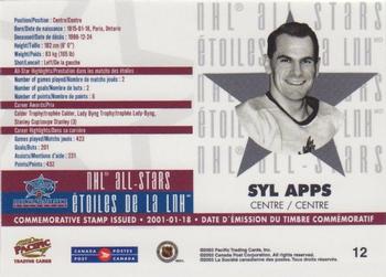 2003 Pacific Canada Post NHL All-Stars #12 Syl Apps Back