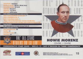 2003 Pacific Canada Post NHL All-Stars #15 Howie Morenz Back