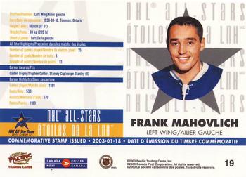 2003 Pacific Canada Post NHL All-Stars #19 Frank Mahovlich Back