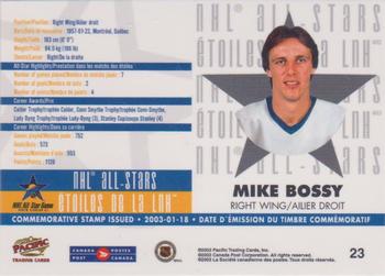 2003 Pacific Canada Post NHL All-Stars #23 Mike Bossy Back