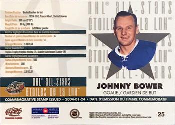 2004 Pacific Canada Post NHL All-Stars - Autographs #25 Johnny Bower Back