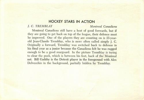 1963-64 Toronto Star Hockey Stars In Action #NNO J.C. Tremblay Back