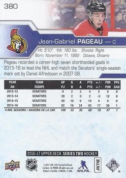 2016-17 Upper Deck - UD Exclusives #380 Jean-Gabriel Pageau Back